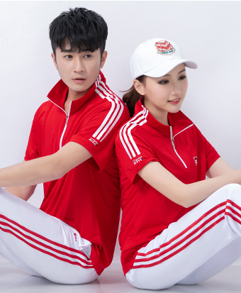清水丽香 yf1775 田赛运动服类 夏季新款半袖运动服套装女男短袖T恤佳木斯广场舞梦之队服装